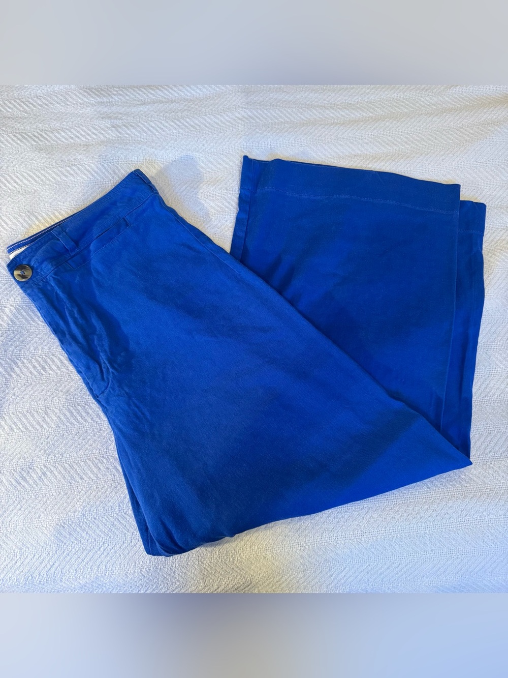 Maeve by Anthropologie Cobalt / Royal Blue Linen Colette Cropped Pant - Picture 3 of 5